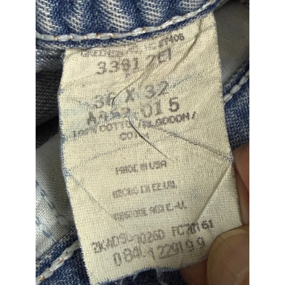 Wrangler Rugged Wear Jeans Mens 36x32 Blue Pleated Carpenter Light Wash USA